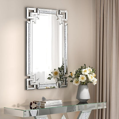 Greek Key Desing Crystal Crush Diamond Wall Mirror