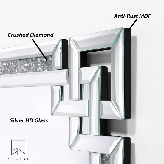 Greek Key Desing Crystal Crush Diamond Wall Mirror