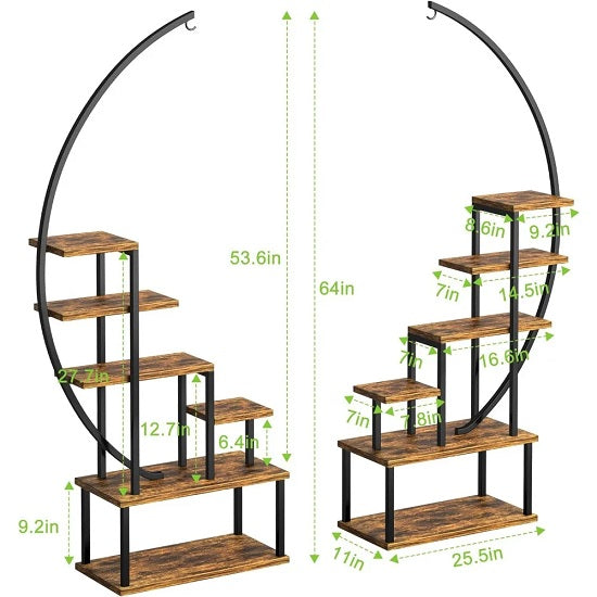 Half-Moon Shape 6 Tiered  Rack Stand for Indoor and Outdoor