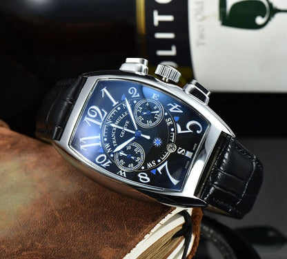 Mens FRANCK MULLER Blue Angel Swiss Geneva Style High Quality Multifunction Chronograph Sports Quartz Watch