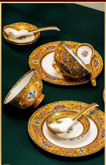 Private Collection Ultra Luxury Christian Dior Style Design Gold Plated Fine Porcelain Bone China 80 pc Dinner Sets