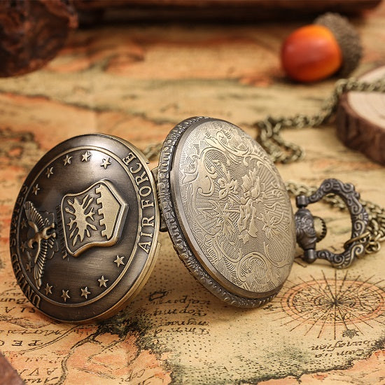 United States Air Force Bronze Quartz Movement Pocket Watch