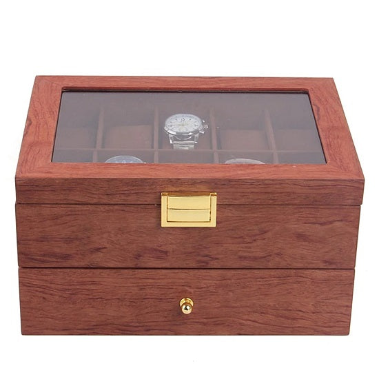 Watch Rosewood Display Storage Case Double Drower Orgonizer for 20 Slots