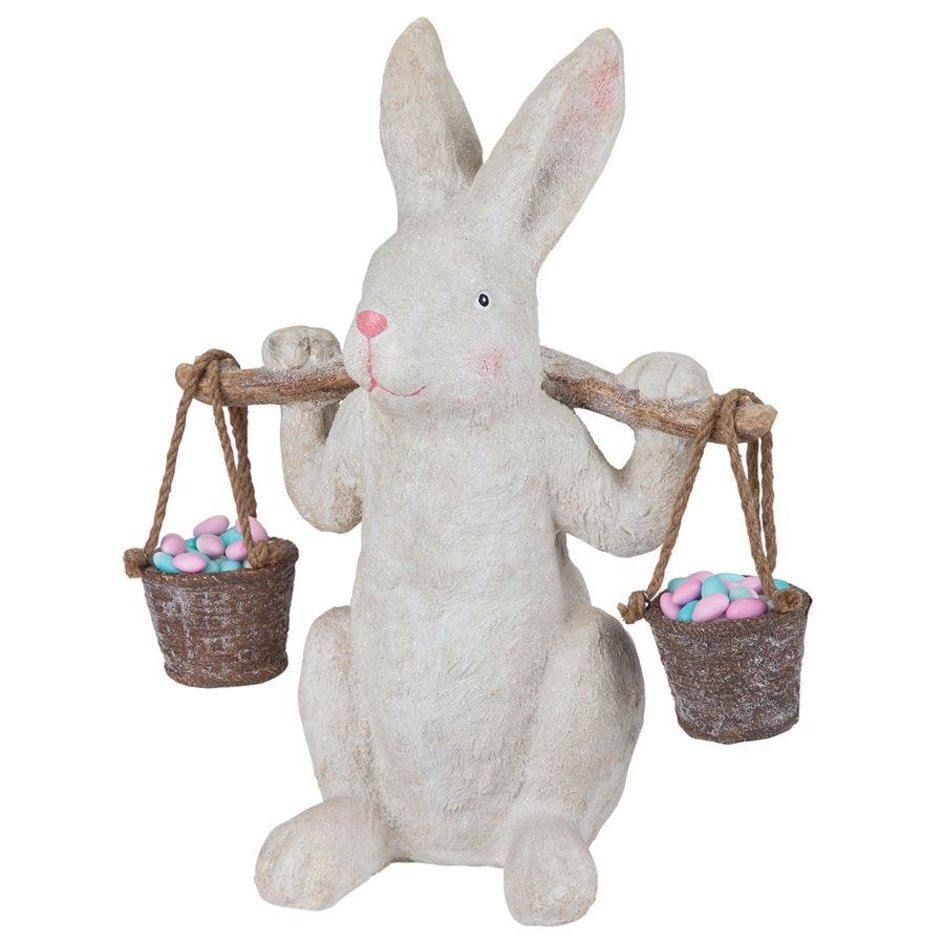 ALDO Artwork >Sculptures & Statues 15"Wx11"Dx20"H. 8 lbs. / new / resin Easter Bunny Rabbit Carrying Easter Eggs Statue