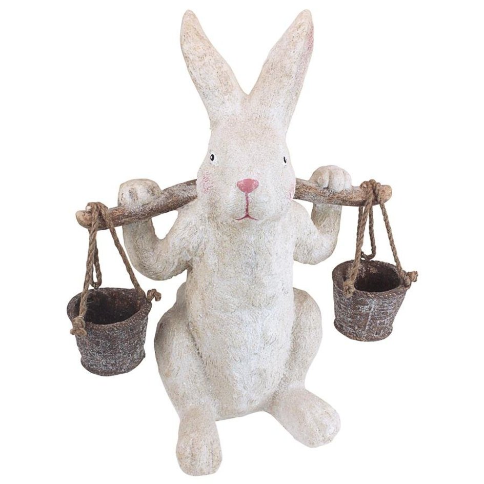 ALDO Artwork >Sculptures & Statues 15"Wx11"Dx20"H. 8 lbs. / new / resin Easter Bunny Rabbit Carrying Easter Eggs Statue