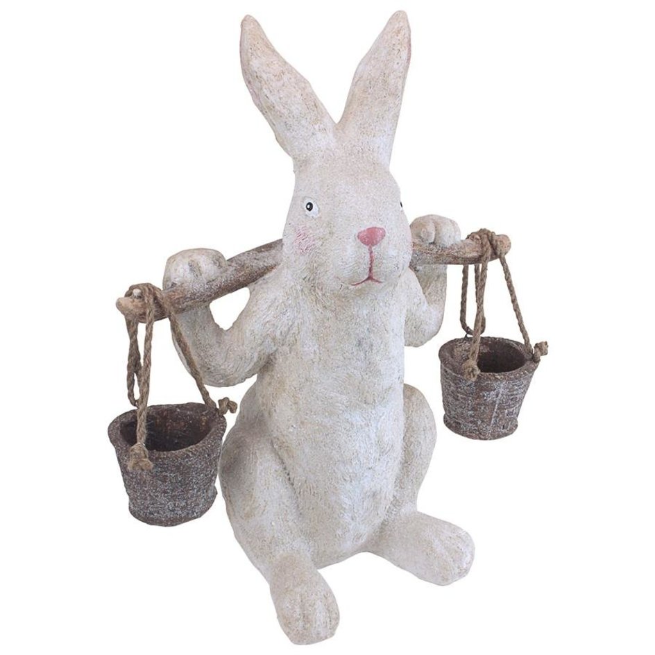 ALDO Artwork >Sculptures & Statues 15"Wx11"Dx20"H. 8 lbs. / new / resin Easter Bunny Rabbit Carrying Easter Eggs Statue