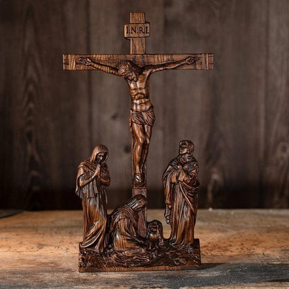 ALDO Artwork> Sculptures & Statues Crucifix  INRI Christian Catholic Jesus Crucifixion Scene