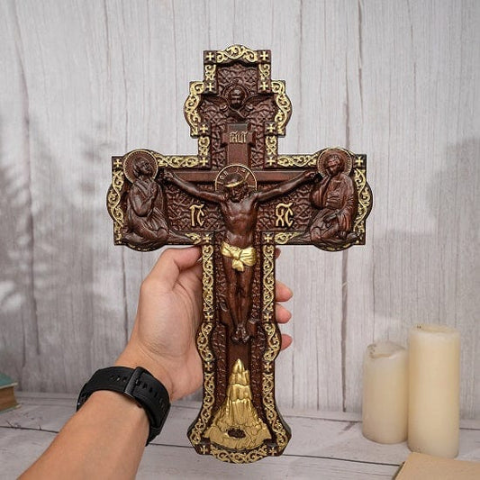 ALDO Artwork> Sculptures & Statues Crucifix  INRI Christian Catholic Jesus Crucifixion Scene Wood Hand Carved Statue (Copy)