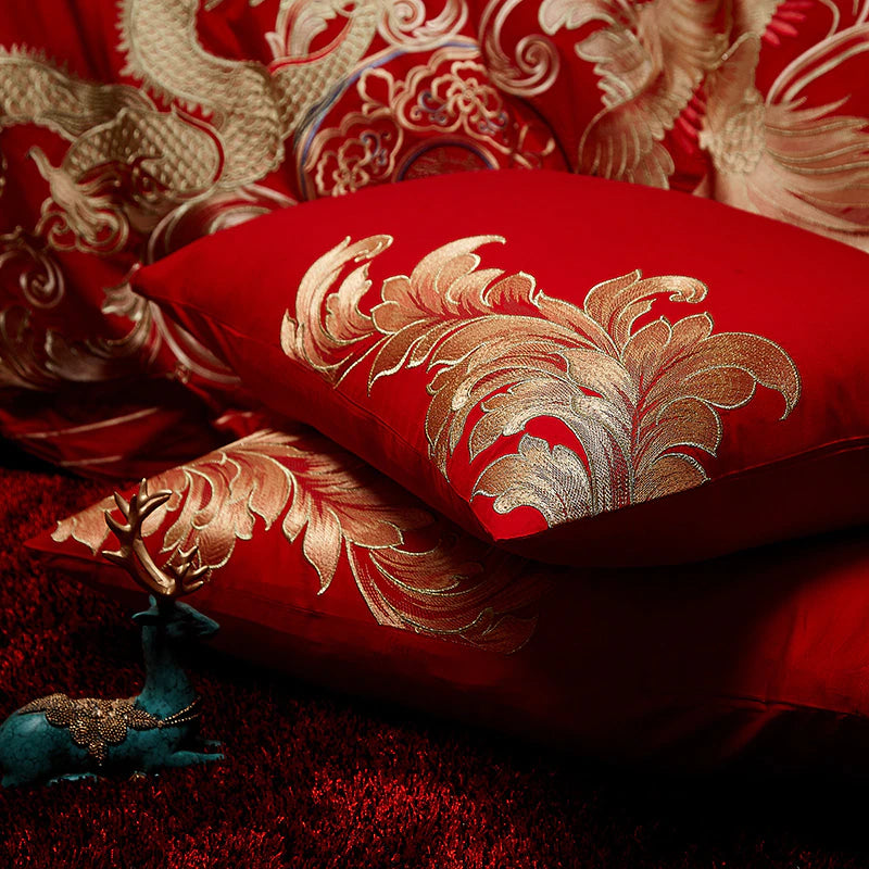 ALDO Bedding >Comforters & Sets Gold Phoenix Luxury Royal Egyptian Cotton Red Duvet Cover Set