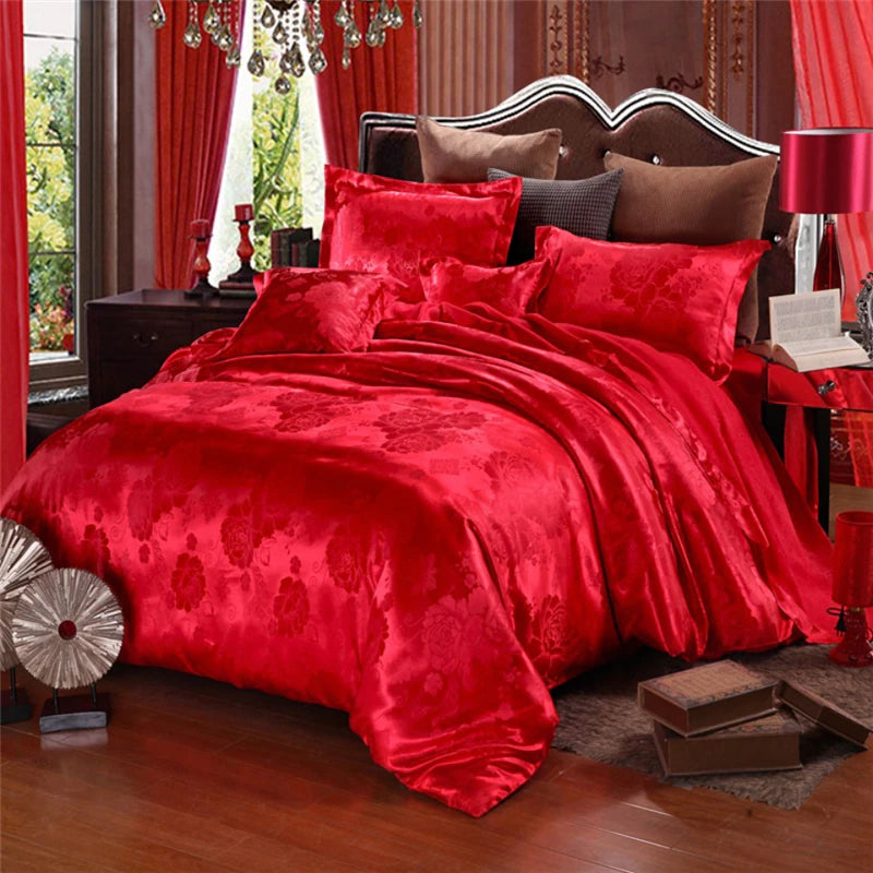 ALDO Bedding >Comforters & Sets Luxury Red Palace Quilt Duvet Bedding Set & Pillowcases