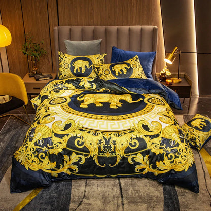 ALDO Bedding >Comforters & Sets Luxury Versace Style Luxury Egyptian Cotton Duvet Bedding Set with Embroidery