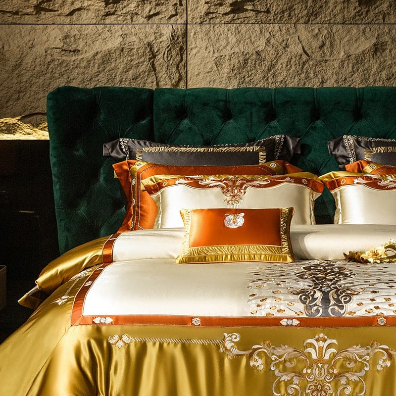 ALDO Bedding >Comforters & Sets Sultan's Finest Royal Gold Style Luxury Duvet Set Egyptian Cotton With Golden Embroidery