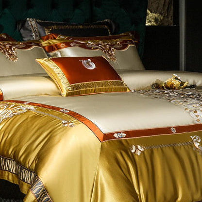 ALDO Bedding >Comforters & Sets Sultan's Finest Royal Gold Style Luxury Duvet Set Egyptian Cotton With Golden Embroidery