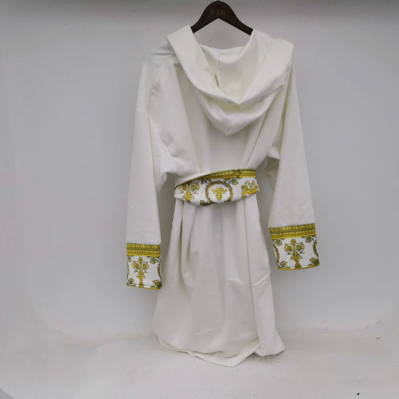 ALDO Clothing > Sleepwear & Loungewear > Robes Luxury Velvet Robe With Hood and Gold Embroidery One Size Fits All