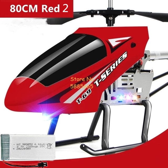 ALDO Creative Arts Collectibles Scale Model 80 cm or 31.5"  Inches Long / NEW / Allow Metal Super Large Alloy Electric Remote Control Helicopter Red 2 Alloy Model 3.5CH T-69 T Series Anti-Fall Body LED Light RC Aircraft