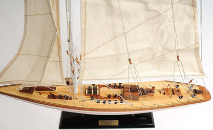 ALDO Creative Arts >Collectibles> Scale Model America's Cup Racing Yacht Endeavour L 60  Red and White Sailboat Wood Model by Authentic Models