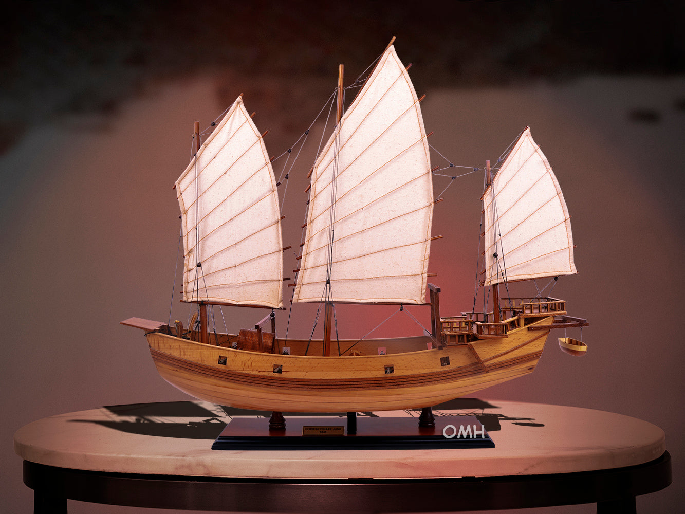 ALDO Creative Arts Collectibles Scale Model Chinese Junk Sailboat Natural Finish Boat Medium Model Assembled