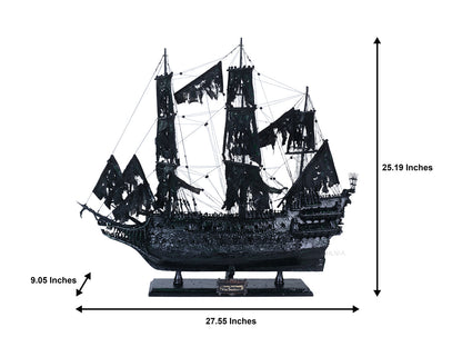 ALDO Creative Arts Collectibles Scale Model Flying Dutchman Black Pirate Ship Exclusive Edition Medium Sailboat Wood Model Assembled