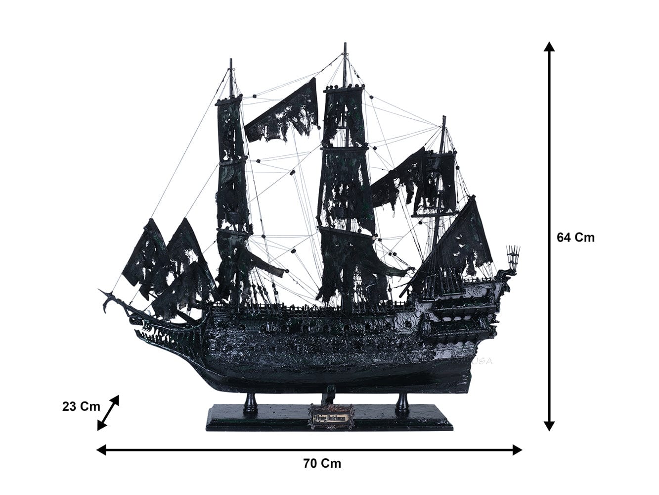 ALDO Creative Arts Collectibles Scale Model Flying Dutchman Black Pirate Ship Exclusive Edition Medium Sailboat Wood Model Assembled