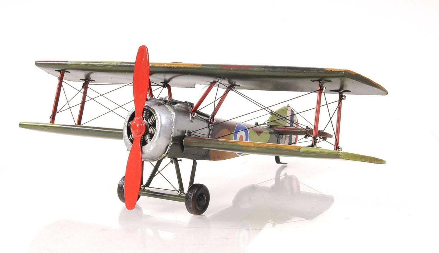 ALDO Creative Arts >Collectibles> Scale Model L: 10.25 W: 14 H: 6.5 Inches / NEW / Iron Airplane British First World War Single Seat Biplane  Metal Model