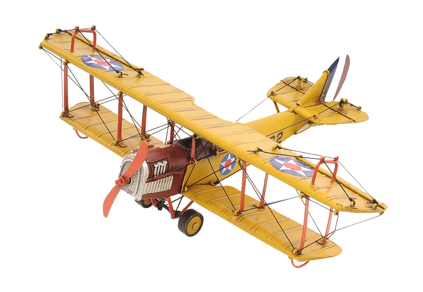 ALDO Creative Arts >Collectibles> Scale Model L: 11 W: 13.25 H: 4 Inches / NEW / Iron Airplane Yellow Curtiss JN-4 Jenny  Biplane Deck Top Metal Model