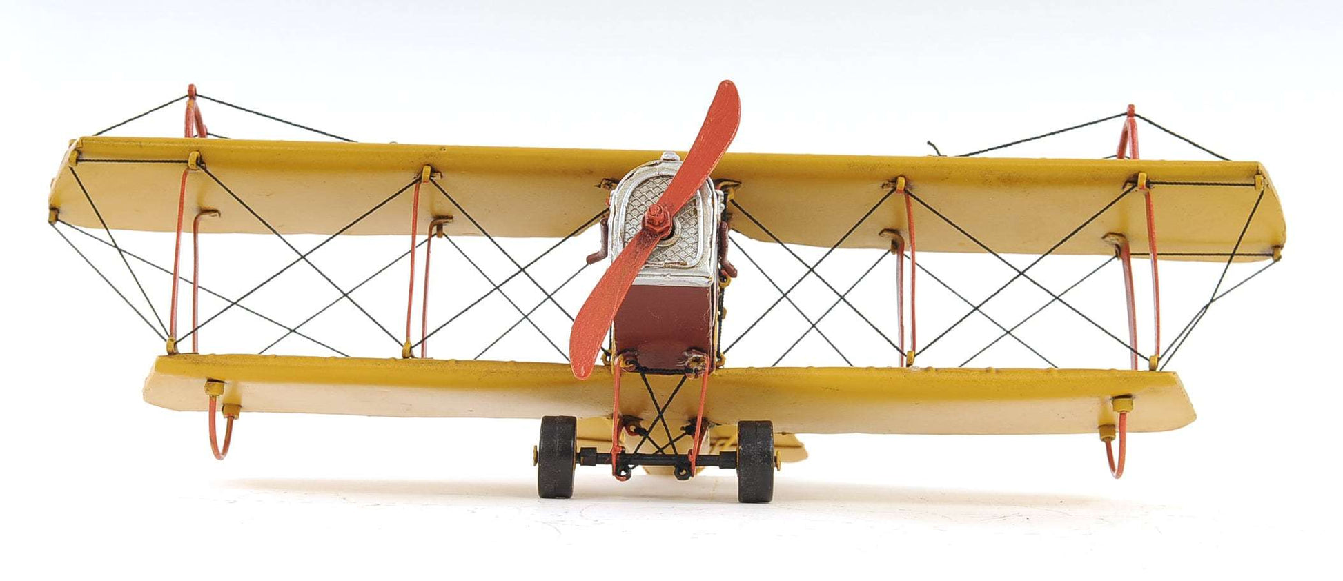 ALDO Creative Arts >Collectibles> Scale Model L: 11 W: 13.25 H: 4 Inches / NEW / Iron Airplane Yellow Curtiss JN-4 Jenny  Biplane Deck Top Metal Model