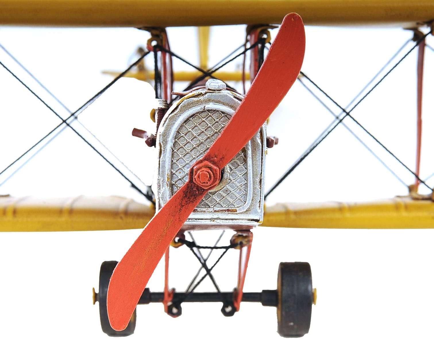 ALDO Creative Arts >Collectibles> Scale Model L: 11 W: 13.25 H: 4 Inches / NEW / Iron Airplane Yellow Curtiss JN-4 Jenny  Biplane Deck Top Metal Model