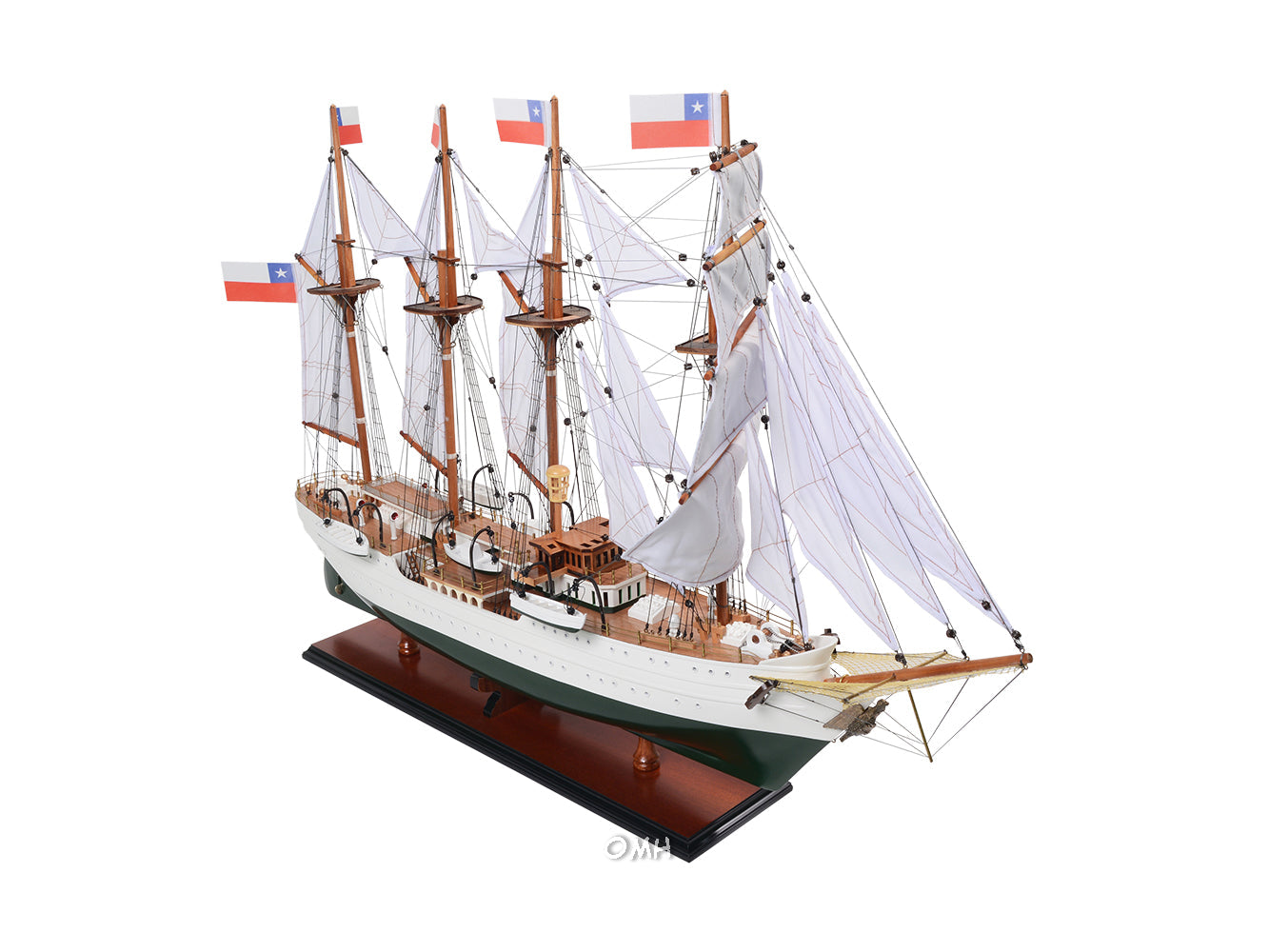 ALDO Creative Arts Collectibles Scale Model L: 37 W: 12 H: 24.75 Inches / NEW / wood Chilean Navy Esmeralda Exclusive Edition Sailboat Wood Model Assembled