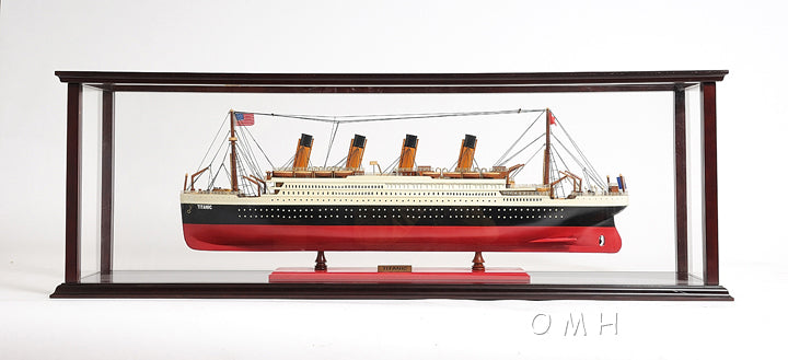 ALDO Creative Arts Collectibles Scale Model Outside : L: 44.75 W: 9.25 H: 15 Inches / Inside : 43 x 7.5 x 13.7 inches. Display Case Large Wood with Plexiglass Panels Table Top Cabinet for Ocean Liner, Cruise Ship Models