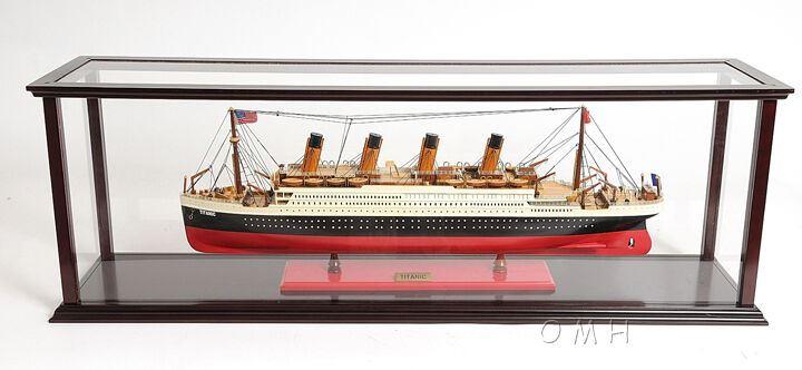 ALDO Creative Arts Collectibles Scale Model Outside : L: 44.75 W: 9.25 H: 15 Inches / Inside : 43 x 7.5 x 13.7 inches. Display Case Large Wood with Plexiglass Panels Table Top Cabinet for Ocean Liner, Cruise Ship Models