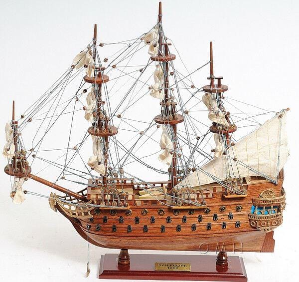 Aldo Creative Arts Collectibles Scale Model San Felipe Spanish Armada Galleon Tall Ship Small Wood Model Sailboat Assembled