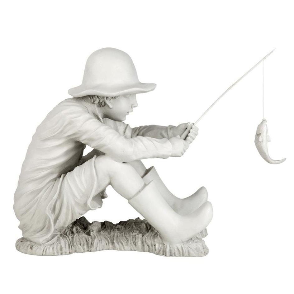 ALDO Décor>Artwork>Sculptures & Statues 10.5"Wx17"Dx17"H / NEW / rasin Big Catch Children Garden Statue By Artist Jaimy