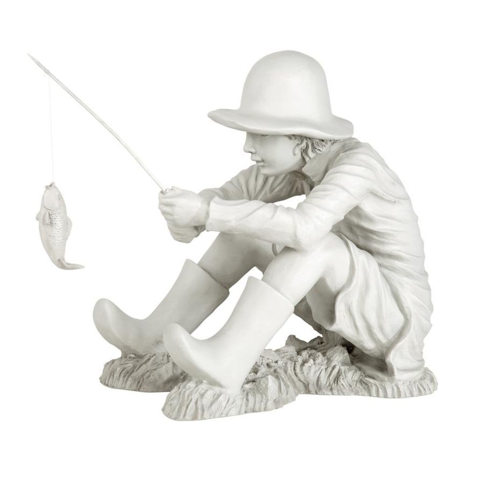 ALDO Décor>Artwork>Sculptures & Statues 10.5"Wx17"Dx17"H / NEW / rasin Big Catch Children Garden Statue By Artist Jaimy