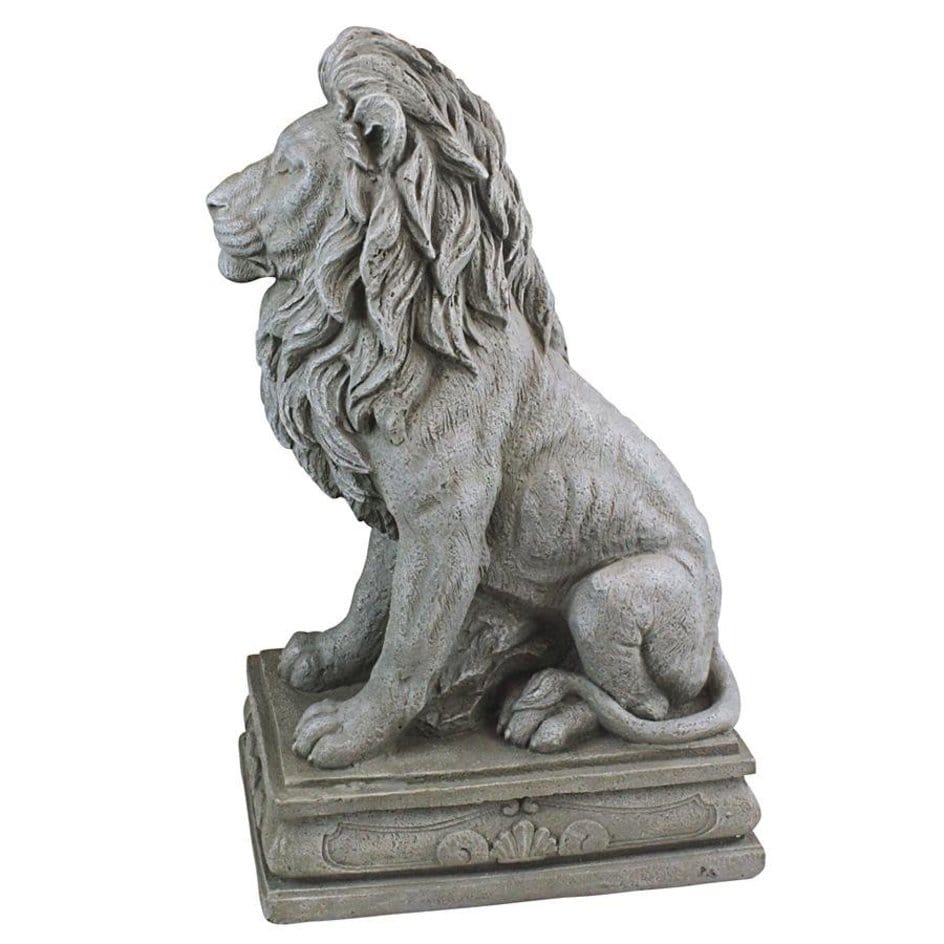 ALDO Décor>Artwork>Sculptures & Statues ﻿11.5"Wx18"Dx30"H / NEW / Resin Royal Palace Gates Lion Sentinel Garden Sculptures by French Sculptor Bernard Fouquet.