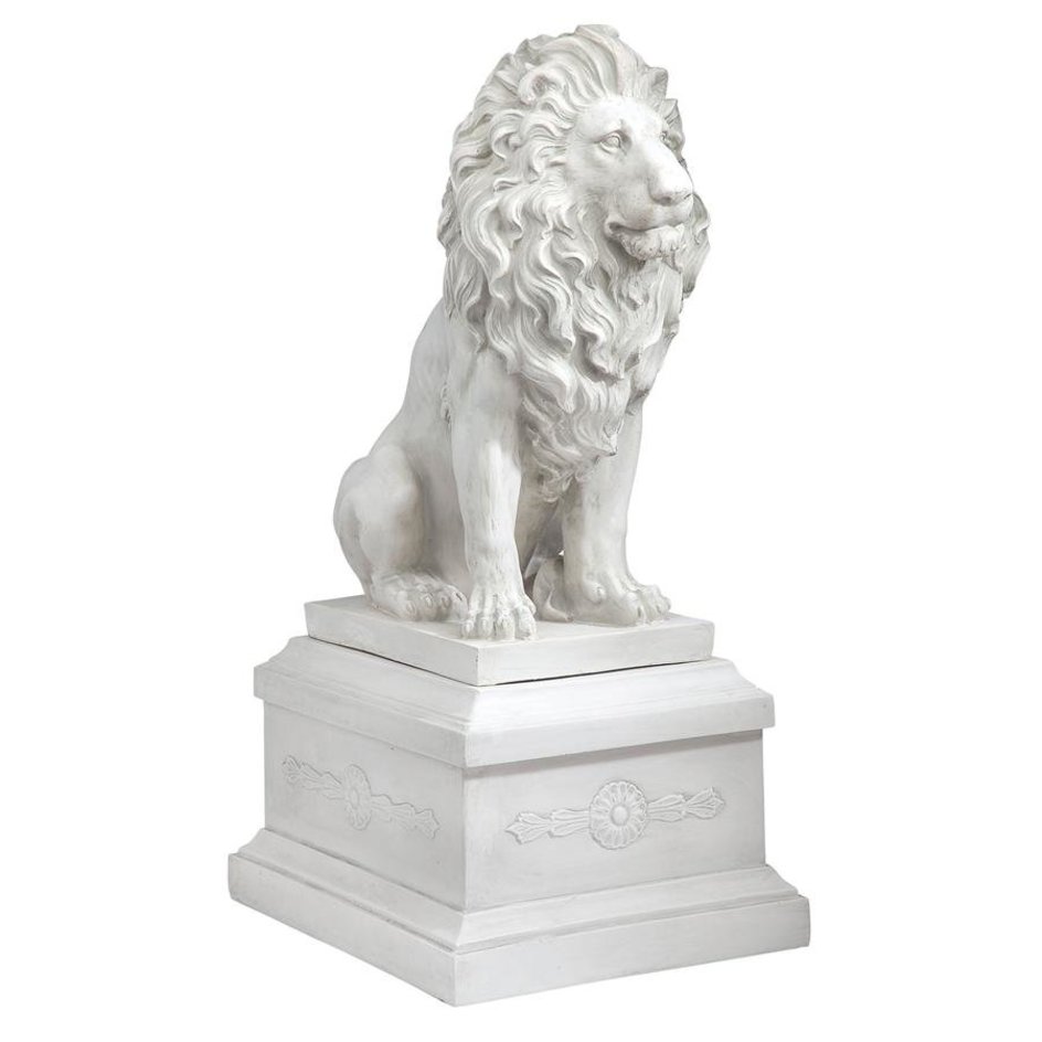 ALDO Décor>Artwork>Sculptures & Statues 13"Wx21.5"Dx28"H / NEW / Resin Lion of Florence Sentinel Garden Sculpture With Base