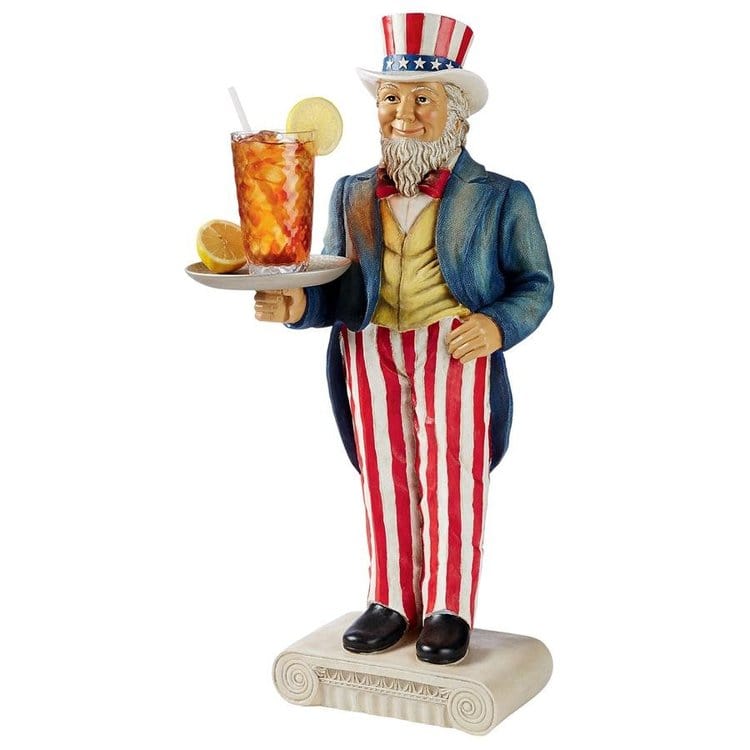 ALDO Decor > Artwork > Sculptures & Statues 14.5"Wx10.5"Dx32"H / NEW / resin Uncle Sam Yankee Doodle Dandy Statue 4 of July  Patriotic Butler Pedestal Sculptural Table