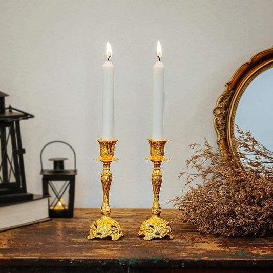 ALDO Décor>Artwork>Sculptures & Statues 2 Pack Candle Holders 18cm/7'' 24 karat Gold Plated Candlesticks Holder For Shabbat