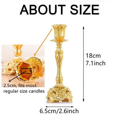 ALDO Décor>Artwork>Sculptures & Statues 2 Pack Candle Holders 18cm/7'' 24 karat Gold Plated Candlesticks Holder For Shabbat