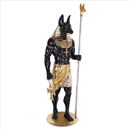 ALDO Décor>Artwork>Sculptures & Statues 26.5"Wx26.5"Dx74"H / NEW / rasin Life-Size Anubis Egyptian Grand Ruler Hand Painted in Faux Ebony and Real Gold and Silver Statue