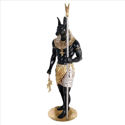 ALDO Décor>Artwork>Sculptures & Statues 26.5"Wx26.5"Dx74"H / NEW / rasin Life-Size Anubis Egyptian Grand Ruler Hand Painted in Faux Ebony and Real Gold and Silver Statue