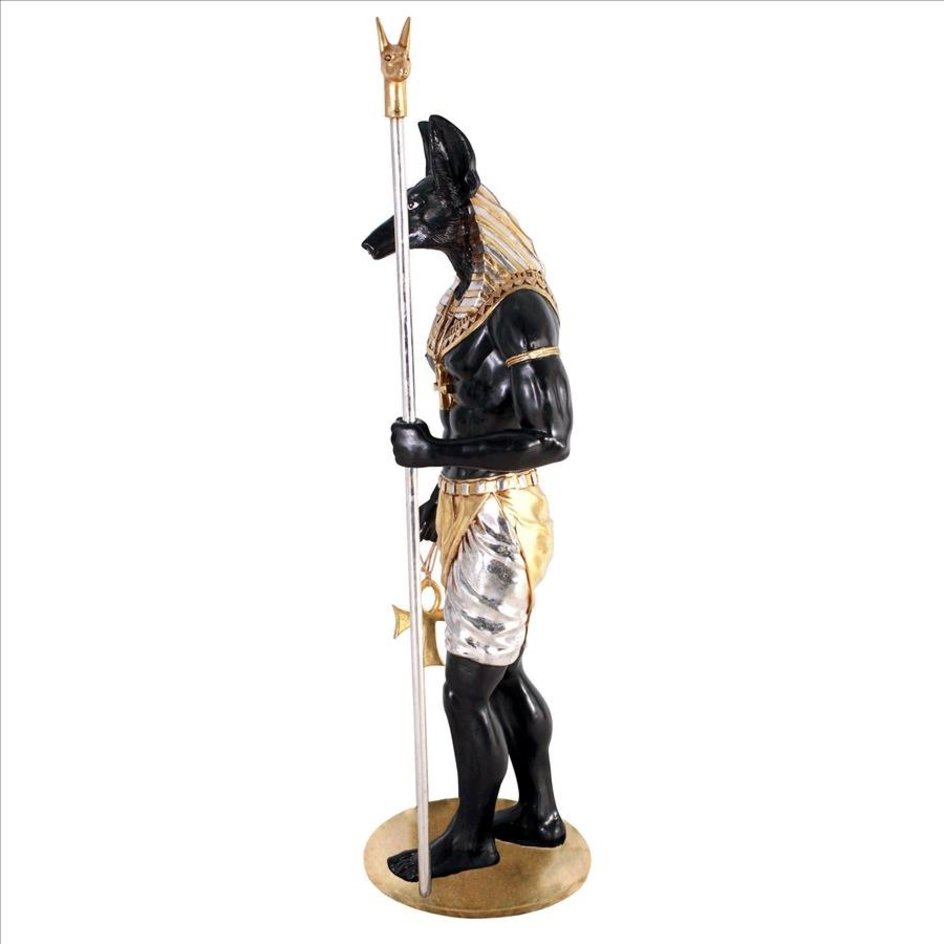 ALDO Décor>Artwork>Sculptures & Statues 26.5"Wx26.5"Dx74"H / NEW / rasin Life-Size Anubis Egyptian Grand Ruler Hand Painted in Faux Ebony and Real Gold and Silver Statue