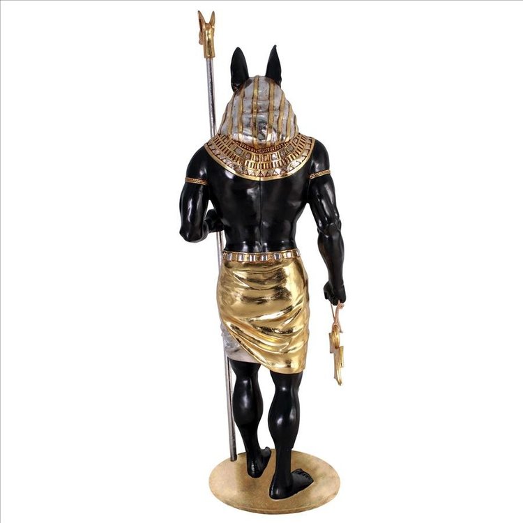 ALDO Décor>Artwork>Sculptures & Statues 26.5"Wx26.5"Dx74"H / NEW / rasin Life-Size Anubis Egyptian Grand Ruler Hand Painted in Faux Ebony and Real Gold and Silver Statue