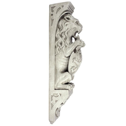 ALDO Décor>Artwork>Sculptures & Statues 4"Wx5"Dx26"H / NEW / Resin Medieval Royal Manor Lion Wall Sculpture with Heraldic Symbol of Strength