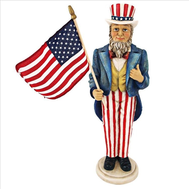 ALDO Decor > Artwork > Sculptures & Statues 5.5"Wx4.5"Dx16.5"H / NEW / resin Uncle Sam Yankee Doodle Dandy Statue 4 of July  Patriotic Desktop Statue