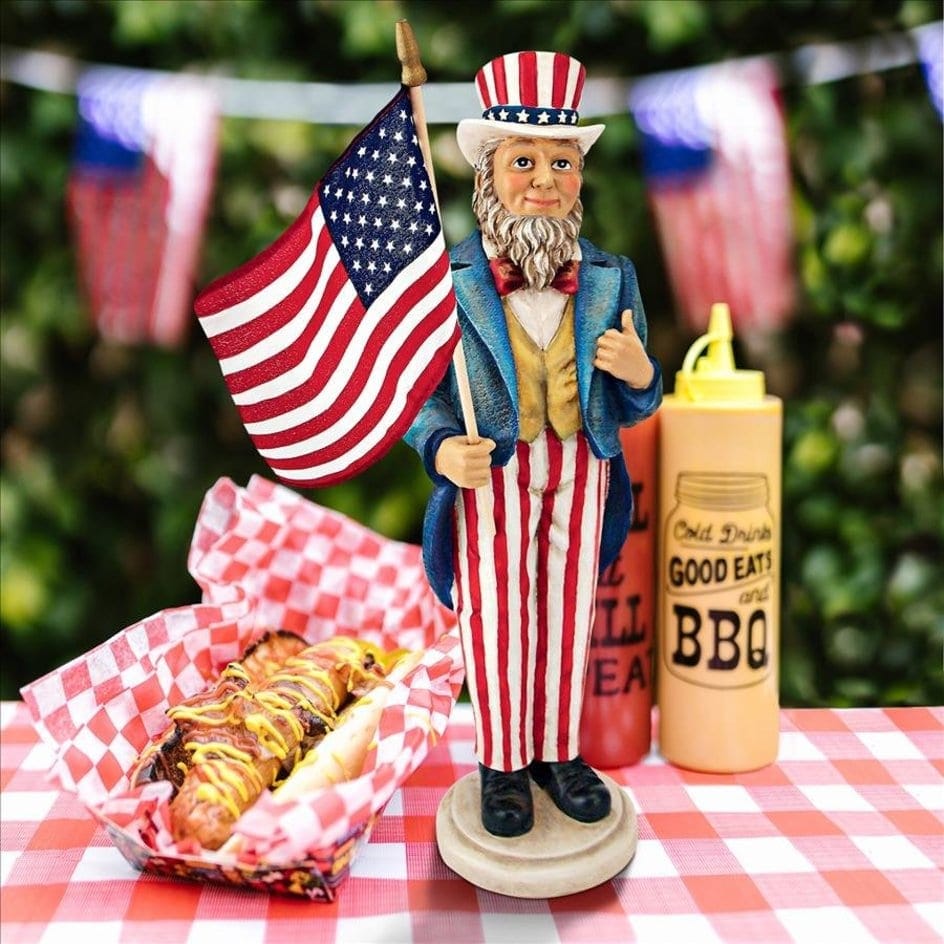 ALDO Decor > Artwork > Sculptures & Statues 5.5"Wx4.5"Dx16.5"H / NEW / resin Uncle Sam Yankee Doodle Dandy Statue 4 of July  Patriotic Desktop Statue