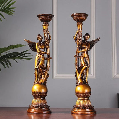 ALDO Décor>Artwork>Sculptures & Statues Angels Candle Holders Golden Candlestick Centerpieces Set Of Two