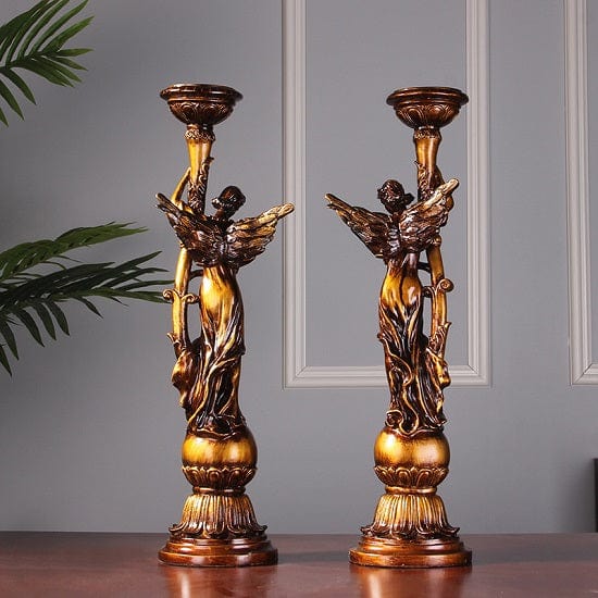 ALDO Décor>Artwork>Sculptures & Statues Angels Candle Holders Golden Candlestick Centerpieces Set Of Two