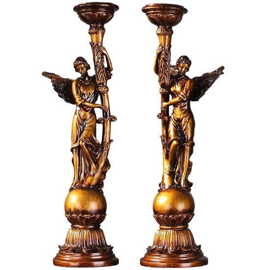 ALDO Décor>Artwork>Sculptures & Statues Angels Candle Holders Golden Candlestick Centerpieces Set Of Two