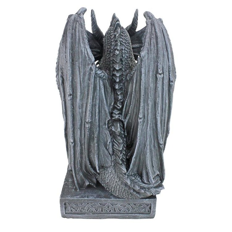 ALDO Decor > Artwork > Sculptures & Statues Arthurian Medieval Dragon Garden Statue With Shield By Artist Gary Chang