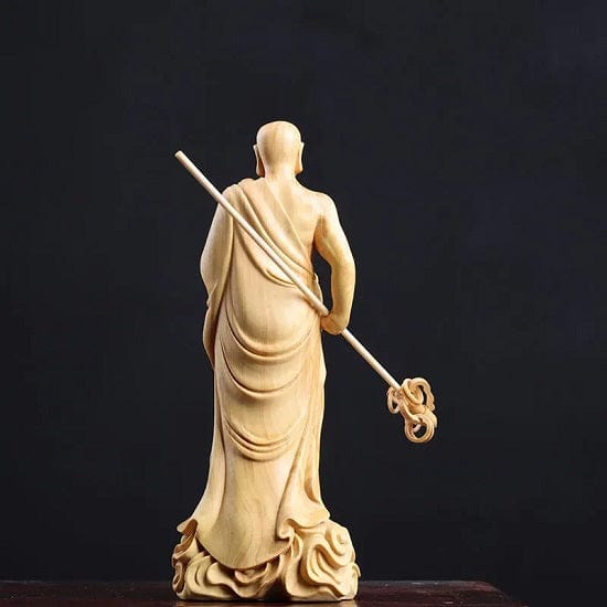 ALDO Décor>Artwork>Sculptures & Statues Boxwood Buddha Statue Ksitigarbha Large Wood Carved Sculpture Dizang Wang Bodhisattva For Good Luck,Wealth and Prosperity